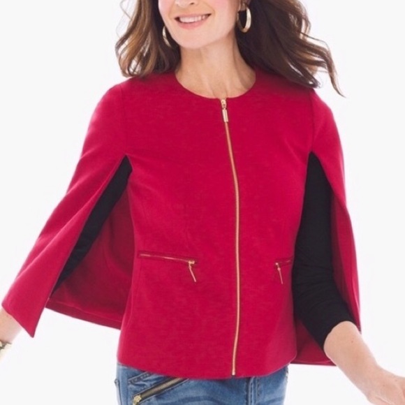 Chico's Jackets & Blazers - Chico’s Ponte Cape Blazer Red Jacket Small Sz 0 S